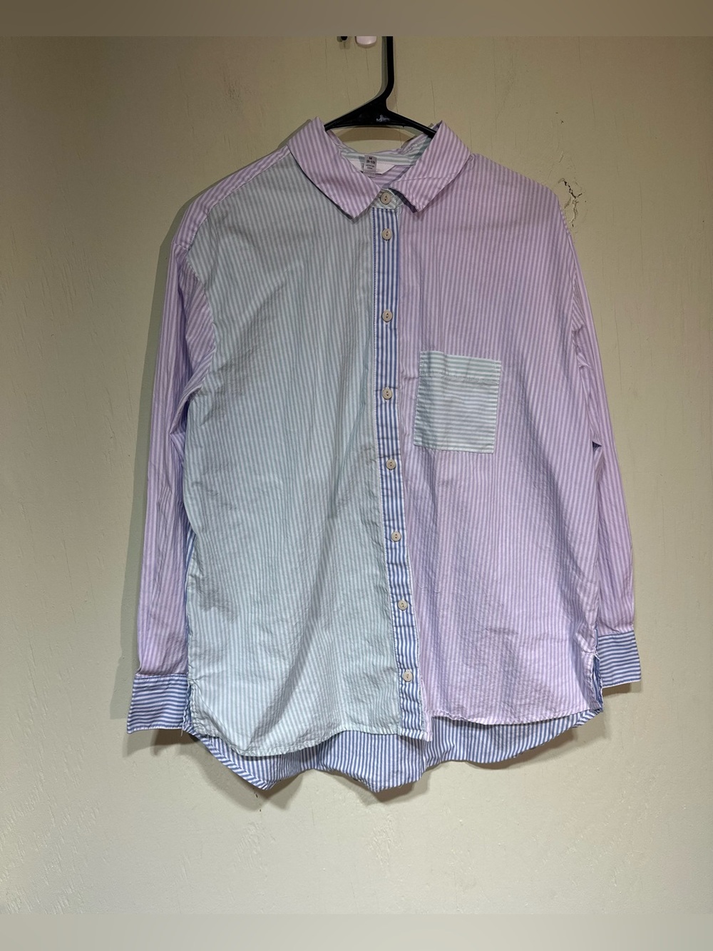 Time and Tru pastel colorful striped long sleeve button up shirt size medium